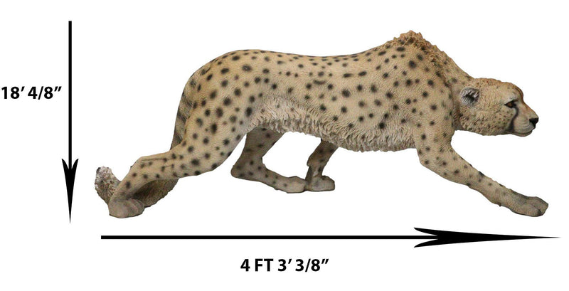 Large 49" Long Lifelike Safari Lightning Predator Prowling Cheetah Statue Decor