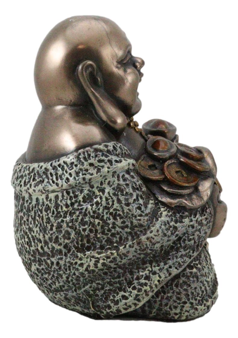 Lucky Buddha With Golden Nugget & Coins Figurine Buddhism Eastern Enlightenment