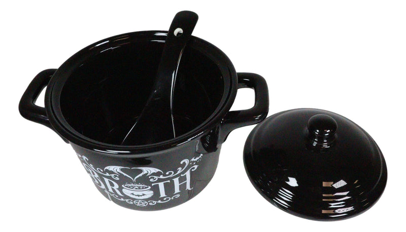 Wicca Bat Cauldron Broth With Pentagram Fine Bone China Bowl With Spoon And Lid