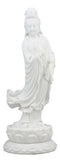 Water And Moon Bodhisattva Goddess Kuan Yin Standing On Lotus Statue 12.75"H
