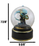 Aqua Blue Dragon On Rock Pillar Musical Air Powered Glitter Globe With LED Light