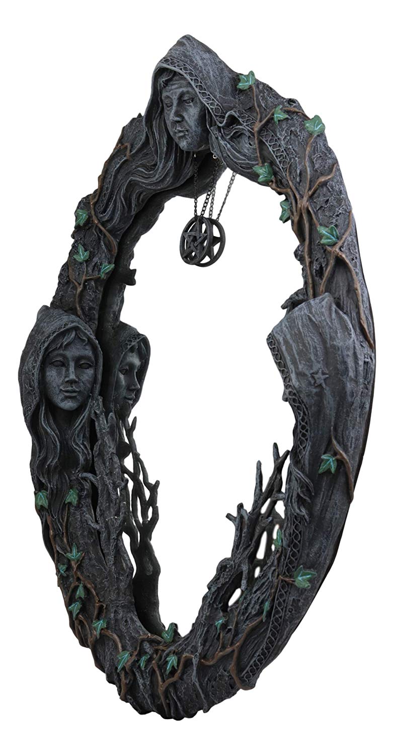 Ebros Triple Goddess Mother Maiden Crone Wall Hanging Mirror Plaque 17" Tall - Ebros Gift