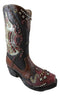 Rustic Western Faux Leather Patriotic Tribal Eagle Cowboy Boot Vase Figurine