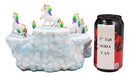 Ebros Magical Clear Blue Sky Clouds Terrace Castle Display Stand Figurine with 12 Miniature Rainbow Unicorns with Golden Horns Decorative Fairy Garden Accent Centerpiece Set