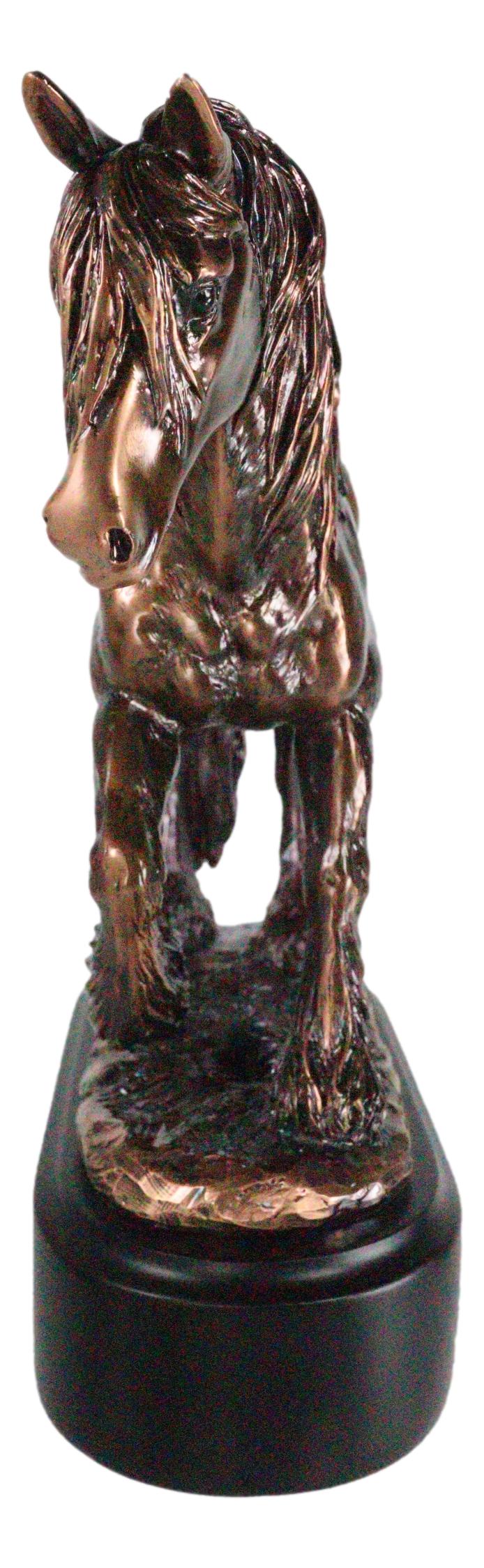 Rustic Western Clydesdale Tinker Mare Horse Pony Figurine With Trophy Base
