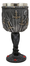 Valyrian Steel Swords And Armory With Entwined Double Dragons Wine Goblet 6oz