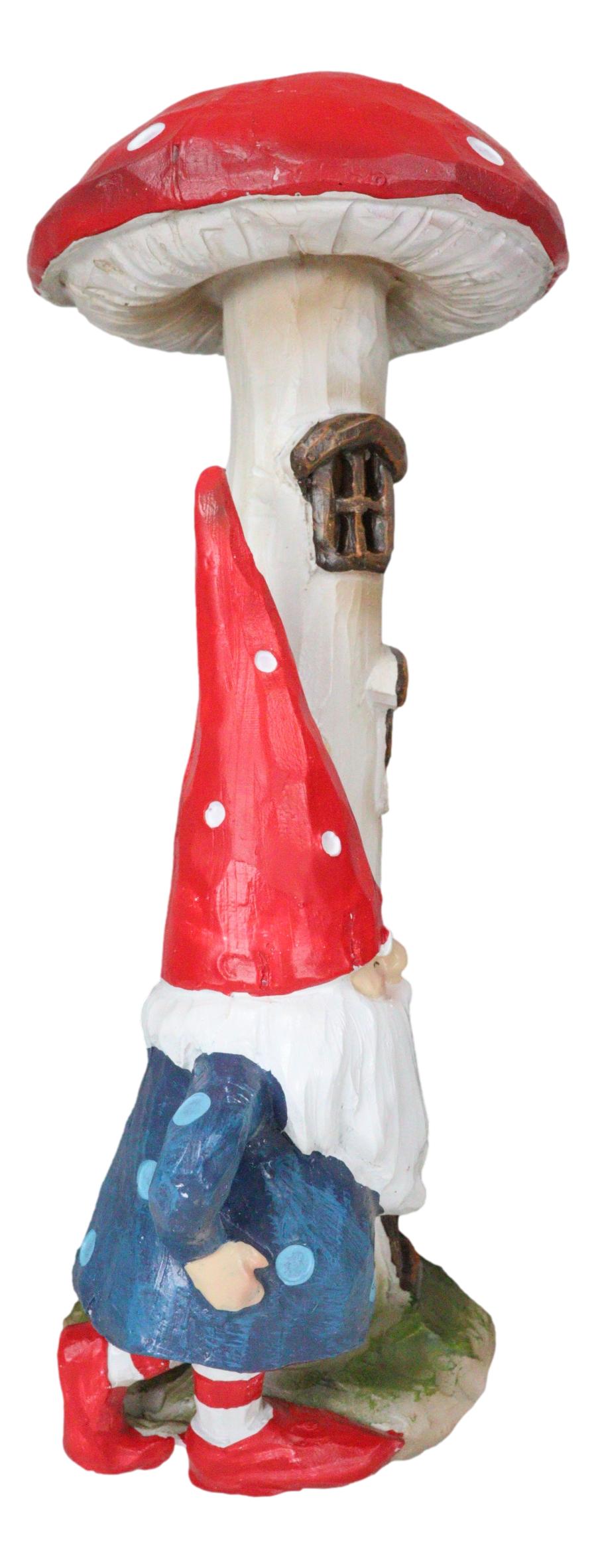 Whimsical Garden Gnome By Toadstool Mushroom Home LED Courtesy Light Figurine - Ebros Gift