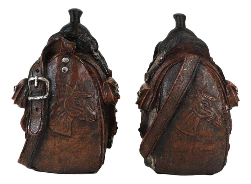 Set Of 2 Rustic Western Cowboy Horse Saddle Money Coin Savings Piggy Banks