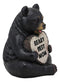 Whimsical Forest Black Bear Holding Heart Sign Saying "Beary Best Mom" Statue