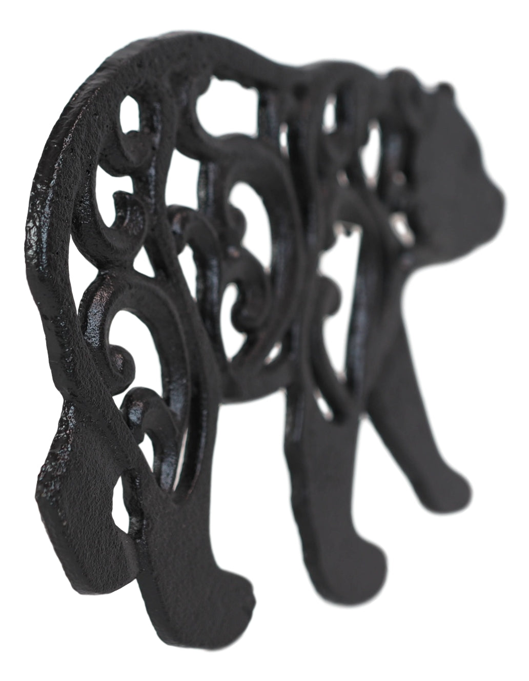 Rustic Western Black Bear Scroll Filigree Art Design Cast Iron Wall Decor Plaque