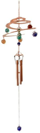 Ebros Gift Spiral Galaxy Copper Metal Wind Chime With Colorful Marbles Resonant Outdoor Patio Garden Decor Accessory