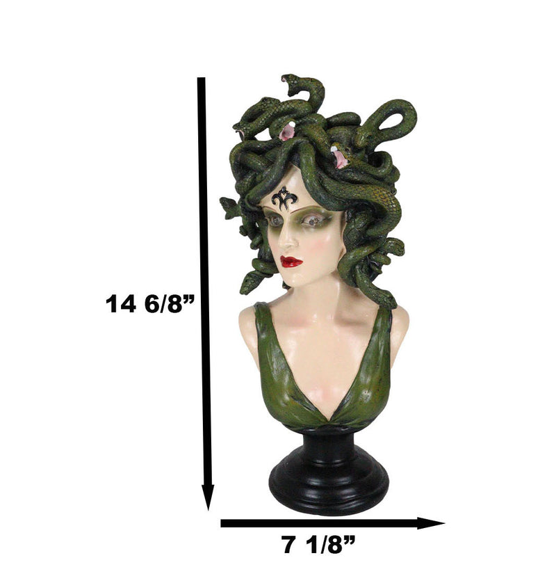 Greek Gorgon Sisters Goddess Medusa With Wild Snake Hair And LED Red Eyes Statue