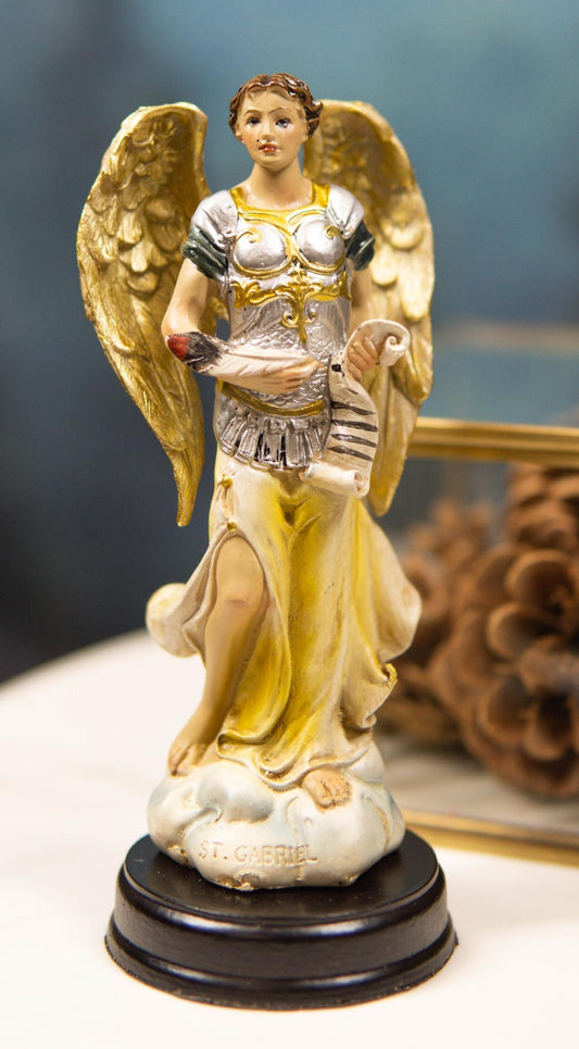 Archangel Gabriel Messenger Of God Holding Scroll Figurine Catholic Church Saint - Ebros Gift