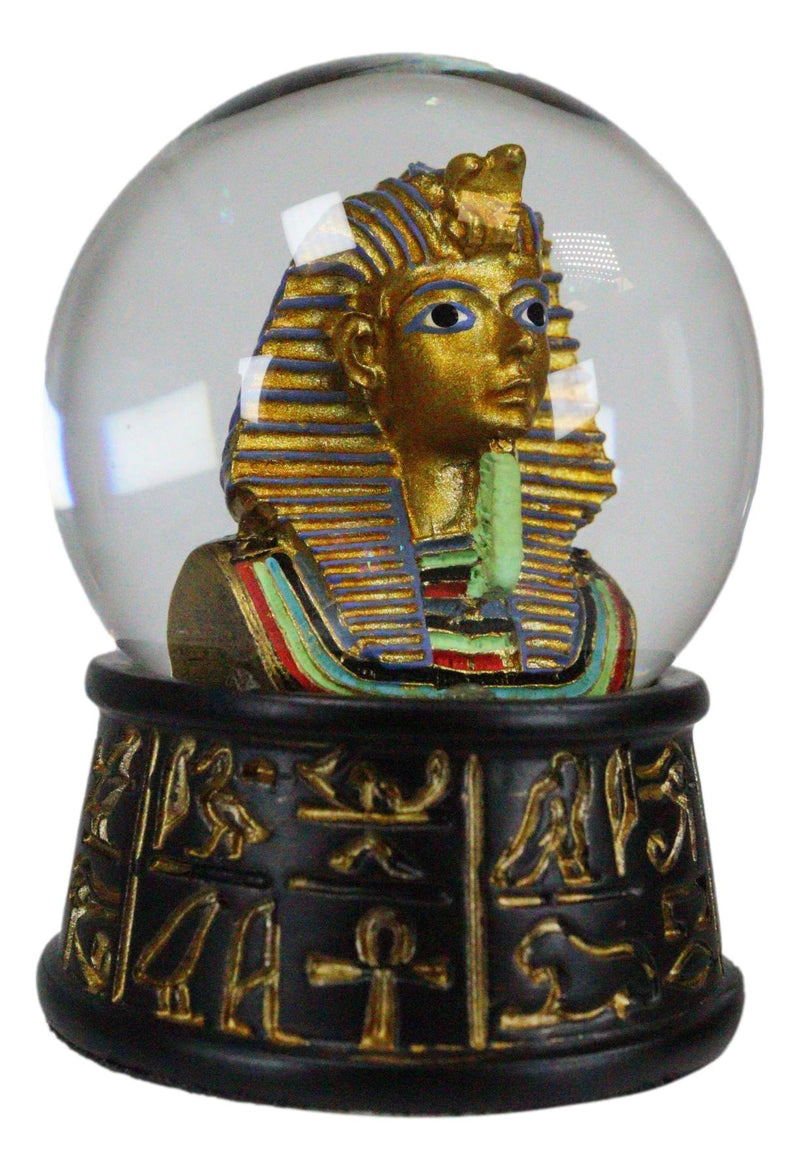 Ancient Egyptian Pharaoh King Tut Small Water Globe With Hieroglyphic Base