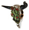 12"L Southwestern Steer Cow Skull With Ropes And Cactus Blooms Wall Decor Plaque