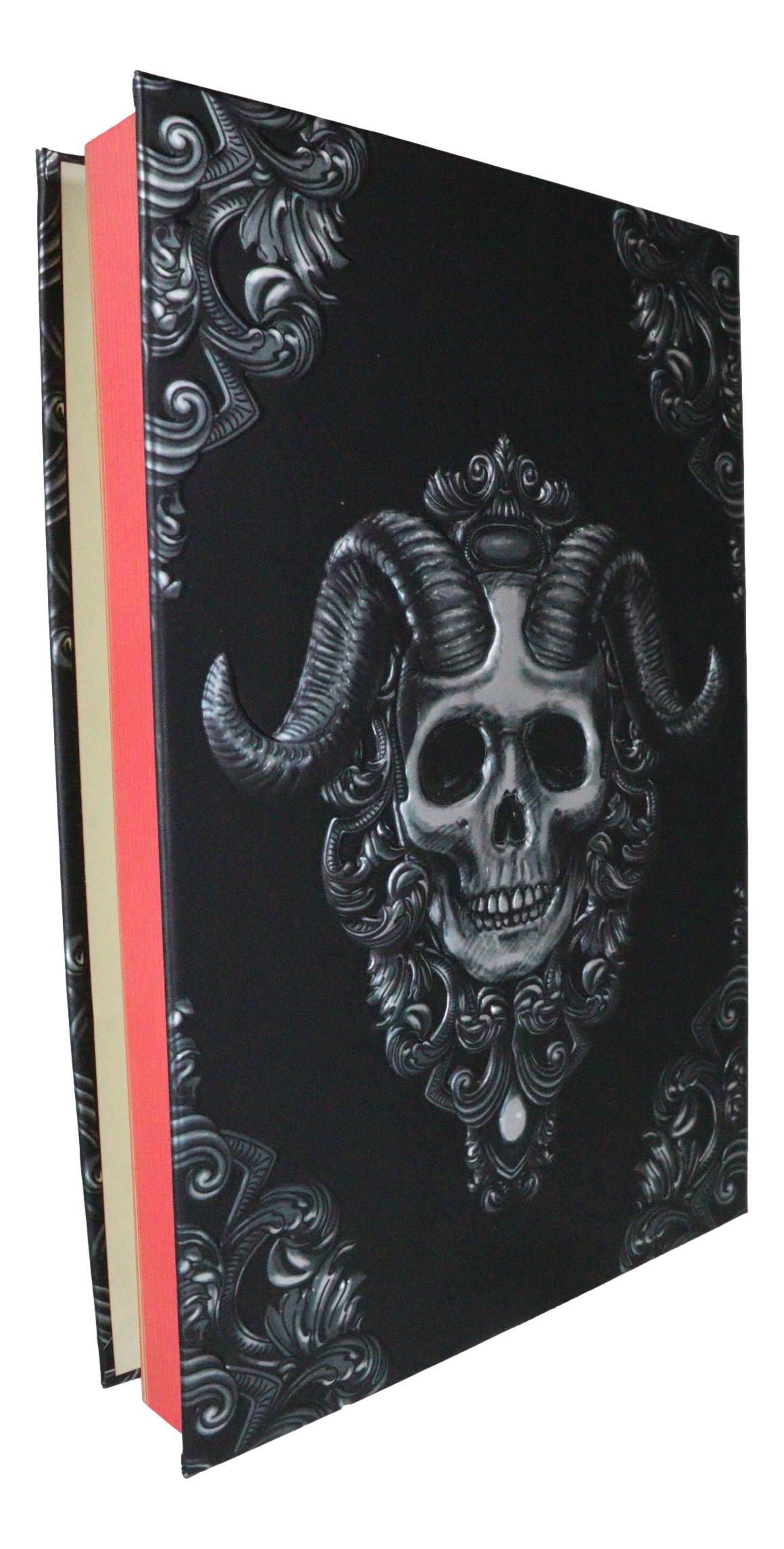 Necromancy Gothic Baphomet Demon Skull Blank Page Hardcover Journal Book