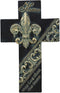 Ebros Rustic Fleur De Lis with Tuscan Scroll Art May God Bless Our Home Wall Cross 10" Tall