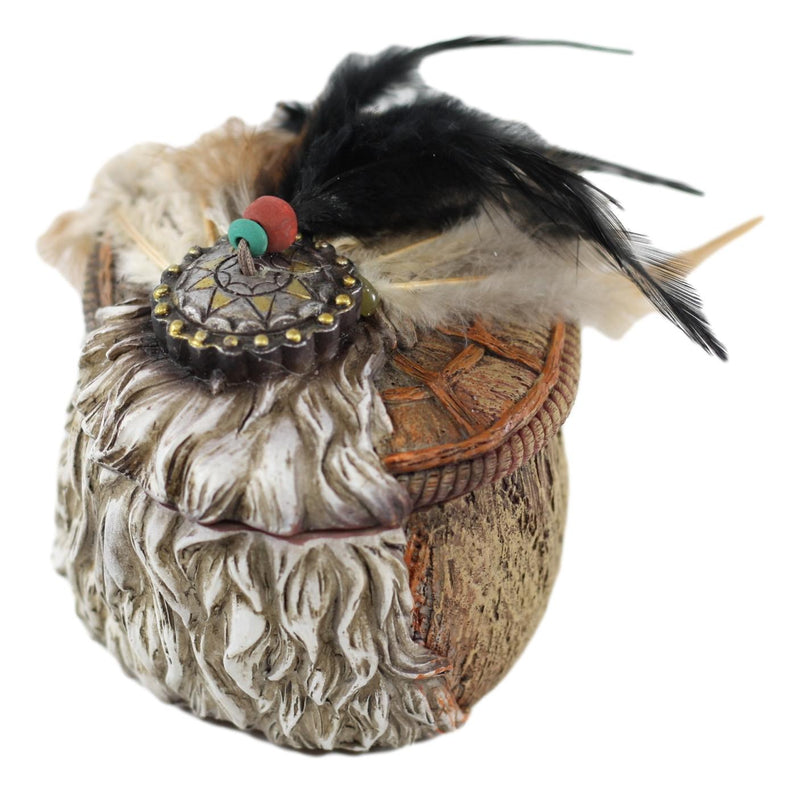 Southwestern Indian Dreamcatcher Feathers And Sun Medallion Decorative Box