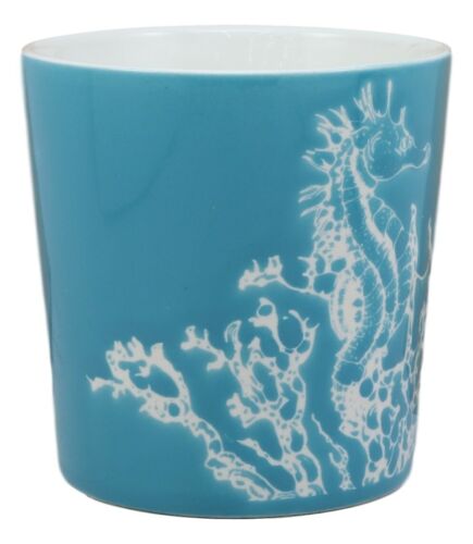 Ebros Nautical Marine Seahorse Drinking Beverage Blue Stoneware Ceramic Mug 16oz