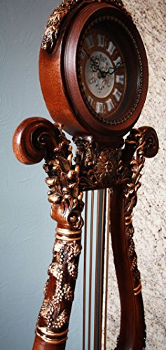 Ebros Gift 67"H Large Vintage Harp Shaped Timeless Grandfather Clock Furnishing Decor