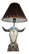 Western Cowboy Cow Skull With Floral Succulents Bible Verse Table Lamp Decor