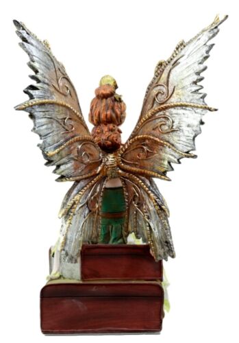 Ebros Steampunk Burlesque Traveler Fairy Sitting On Suitcases Figurine 9" H Victorian Atlas Globe Faerie with Clockwork Wings (Suitcase Atlas)