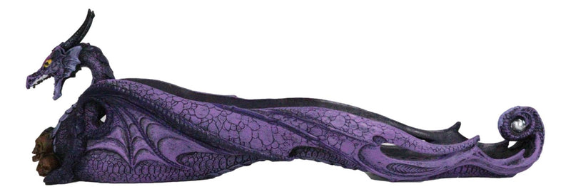 Purple Night Sky Dusk Skull Grave Dragon Growling Incense Holder Burner Figurine