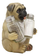 Ebros Hugging Pug Dog Decorative Glass Salt Pepper Shakers Holder Figurine