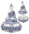 Ebros Gift Bhumisparsha Mudra Buddha Amitabha Meditating Terracotta Blue and White Round Jewelry Box Figurine 5.25" Diameter Buddhist Eastern Enlightenment Trinket Box Accessory Feng Shui Decor