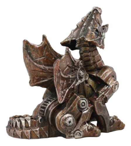 Roaring Cyborg Steampunk Dragon Figurine 3.25"H Victorian Sci Fi Fantasy Decor