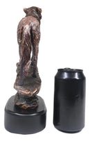Midnight Moon Howling Alpha Gray Wolf Statue In Bronze Electroplated Finish