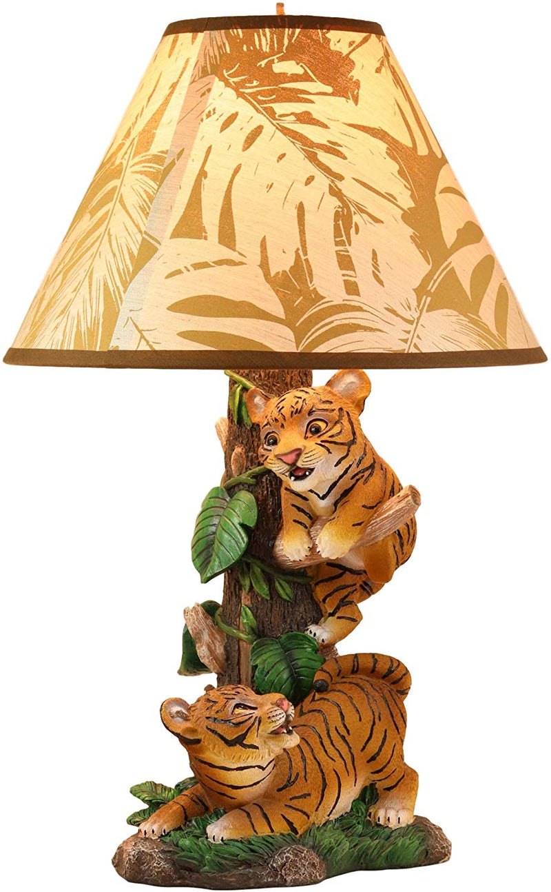 Ebros Jungle Frolic Climbing Orange Bengal Tiger Cubs Table Lamp Statue And Shade 19"H