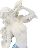Ebros Large Mermaid Holding Conch Shell Decorative Figurine (Blue & White Ombre)