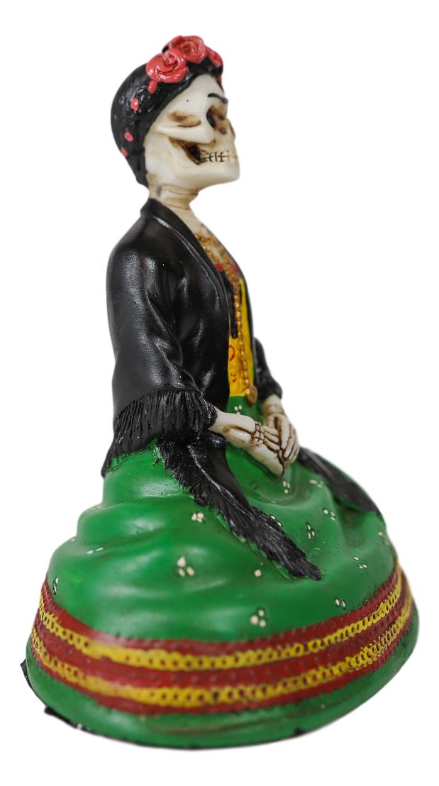 Ebros Mexican Dias De Los Muertos Sitting Lady Skeleton Day of The Dead Statue 4"Tall