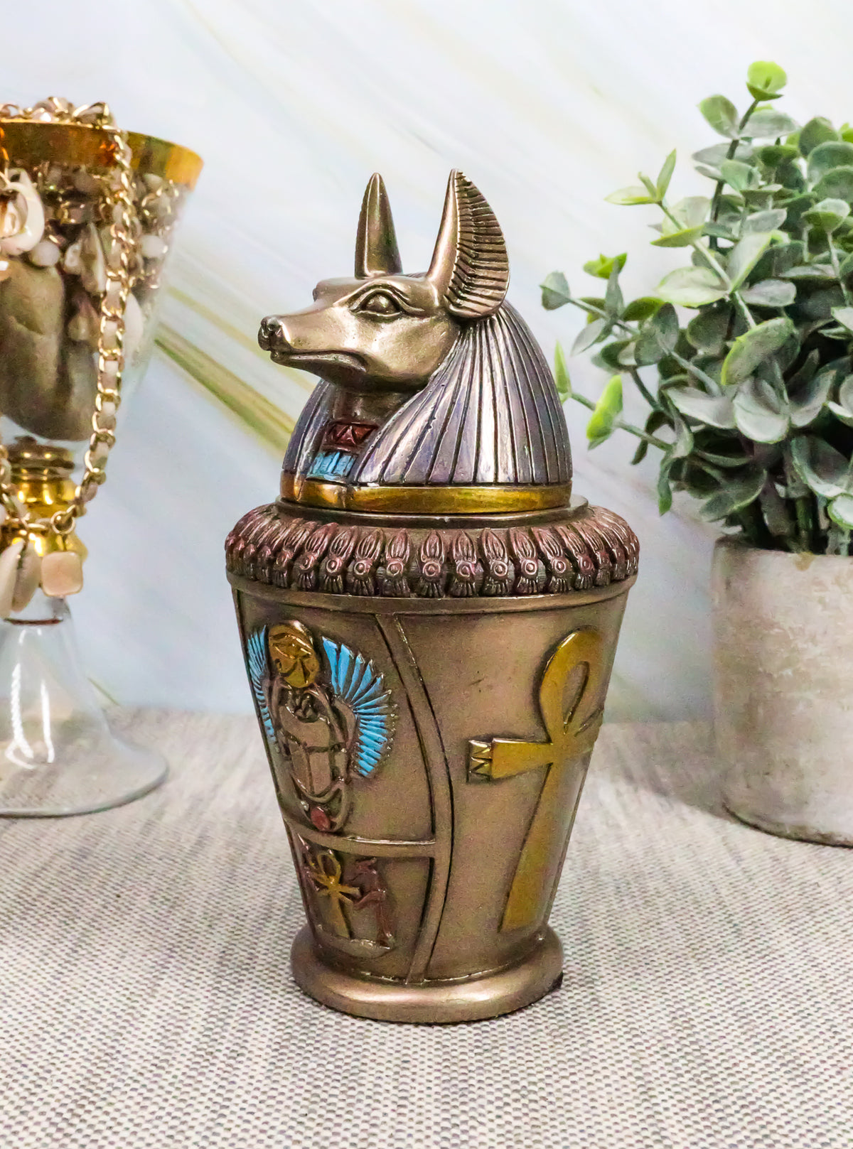 Ebros Egyptian Gods And Deities Duamutef Canopic Jar 5.75"H Four Sons Of Horus - Ebros Gift
