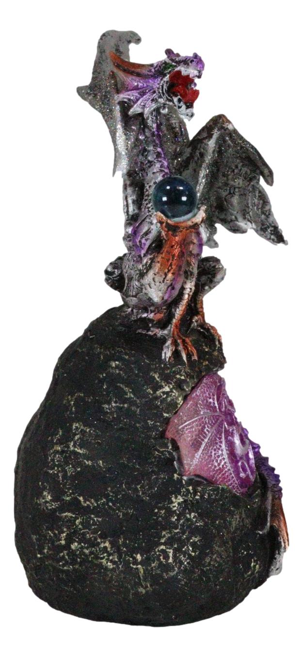 Ebros Lavender Dragon with LED Light On Lava Mountain 8.5 Inches Tall Fantasy