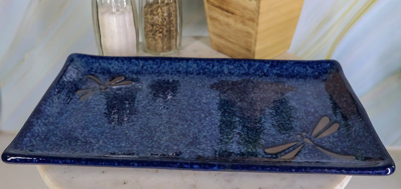 Pack Of 6 Japanese Dragonfly Ceramic Appetizer Dessert Sushi Plates 8.5" Long