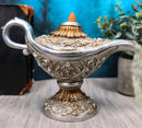 Floral Ornate Aladdin Genie Magical Lamp Backflow Incense Cone Burner Figurine