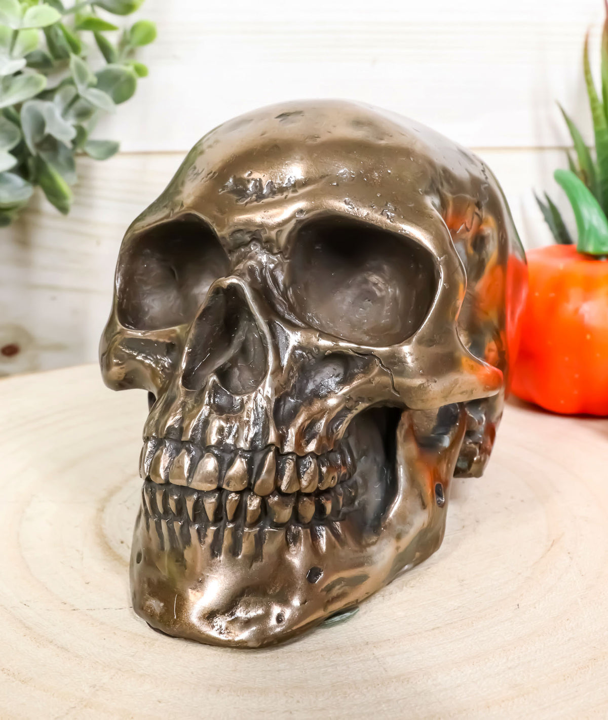 Ebros Bronzed Homosapien Skull Figurine 4.5"L Miniature Halloween Collectible - Ebros Gift