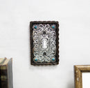 Set of 2 Western Turquoise Stars Lace Scroll Wall Single Toggle Switch Plates