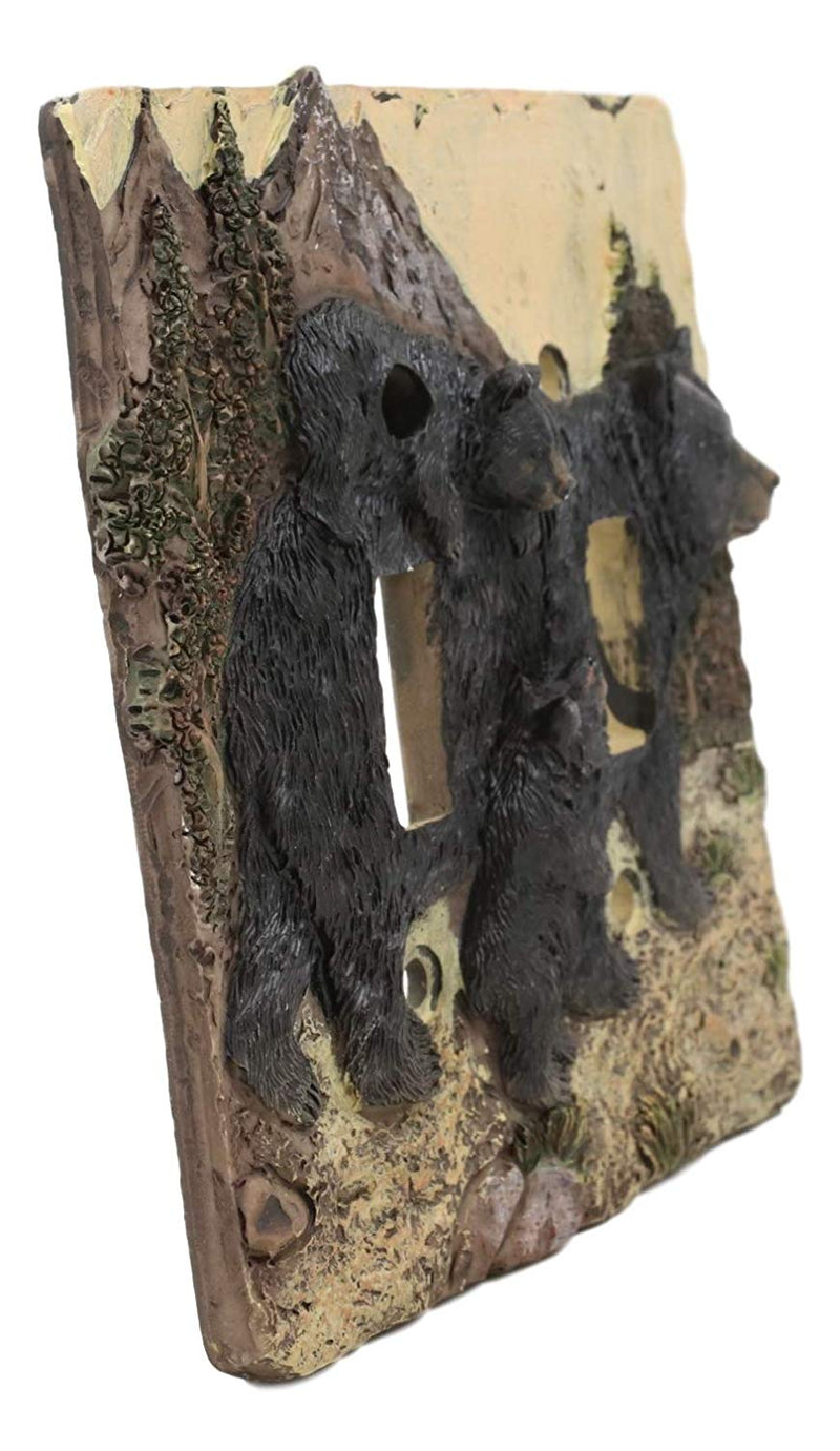 Rustic Western Bear And Cubs Double Toggle Light Switch Plate Cover Set Of 2