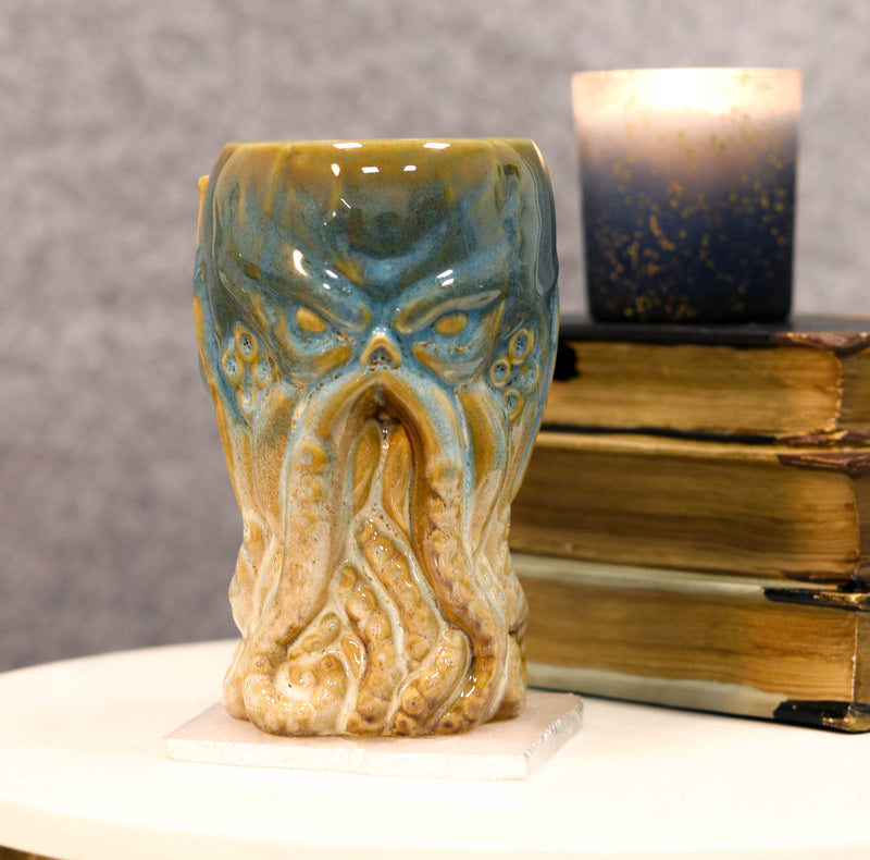 Blue Nautical Cthulhu Cosmic Monster Octopus Kraken Ceramic Tall Pint Mug Cup
