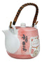 Japanese Design Maneki Neko Lucky Cat Pink 20oz Ceramic Tea Pot and Cups Set