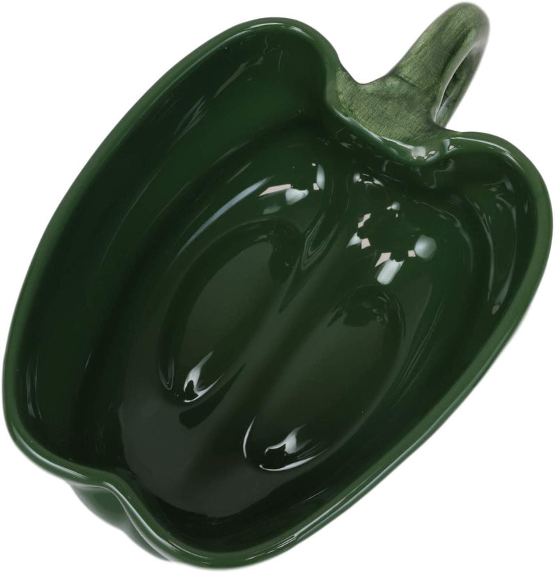 Ebros 8" Wide Realistic Green Bell Pepper Ceramic Soup Bowl Container SET OF 2