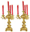 Ebros Gift Set of 2 Large 18" H Vintage Antique Baroque Design Electroplated Gold Candelabra for 4 Candles Candle Holder Home Decor Accent Wedding Centerpiece Mantelpiece Sculpture with Crystals