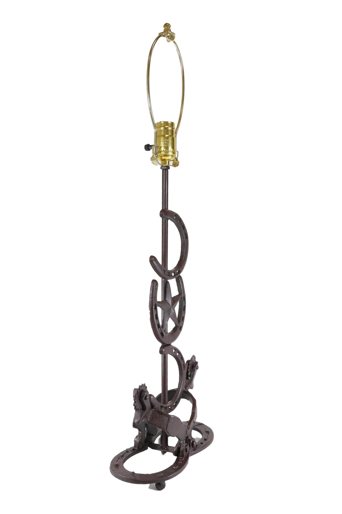 Ebros Set of 2 Cast Iron Western Horseshoes Base Desktop Table Lamps w/ Shade - Ebros Gift