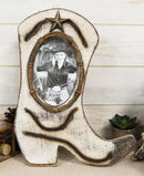 Rustic Western Cowboy Boot Barbed Wire And Lone Star 6"X4" Wooden Picture Frame