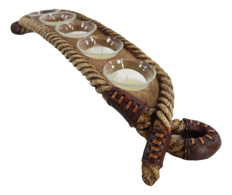 Western Cowboy Braided Lasso Ropes Votive Tea Light Candles Holder Figurine
