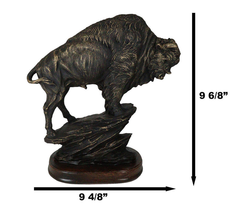 North American Indian Plains Bison Buffalo Climbing Rock Cliff Slope Figurine