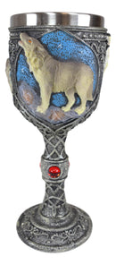 Ebros Howling Gray Wolf In Starry Night Wine Goblet With Celtic Knotwork 7oz